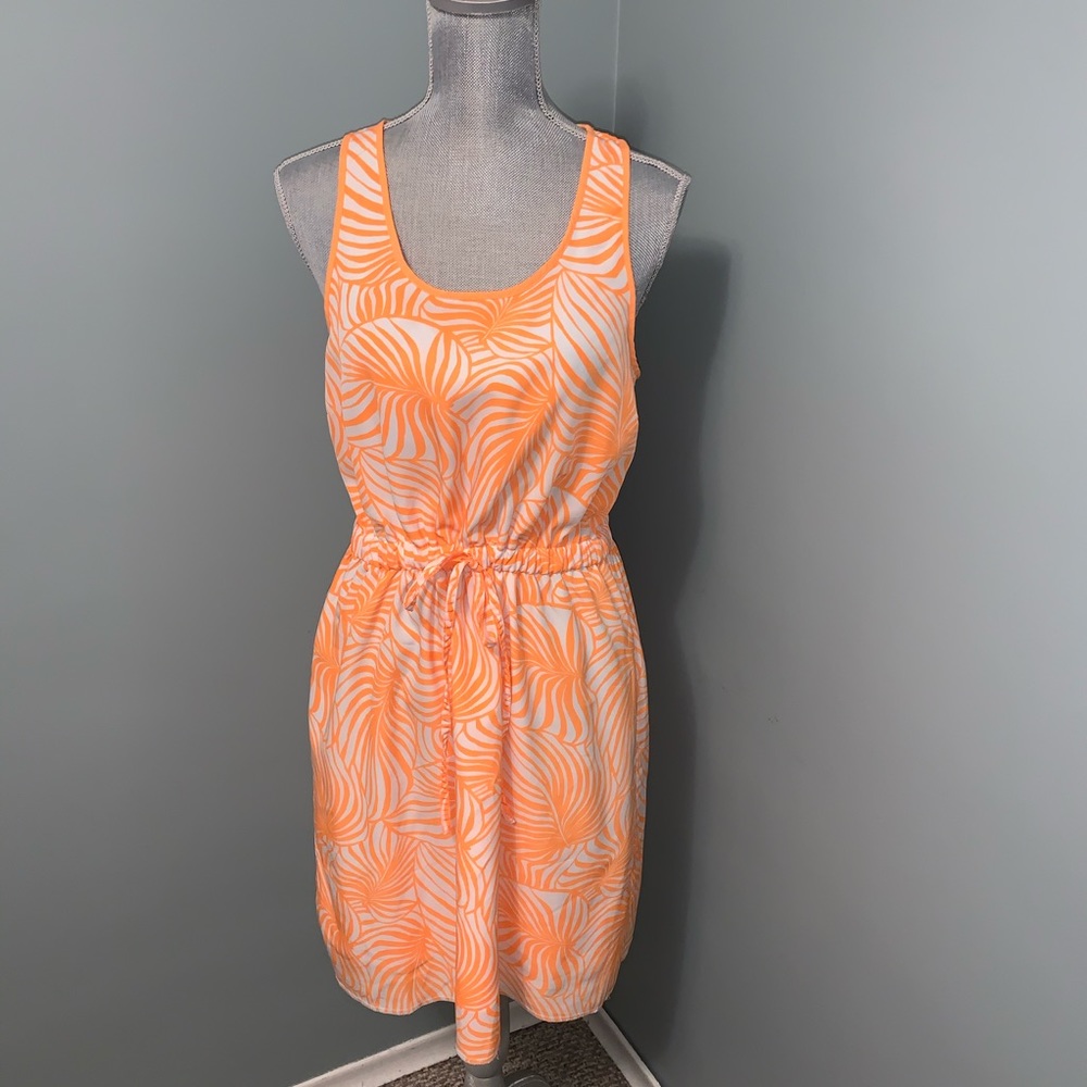 GAP lightweight sleeveless orange palm print summer dress resort wear size small